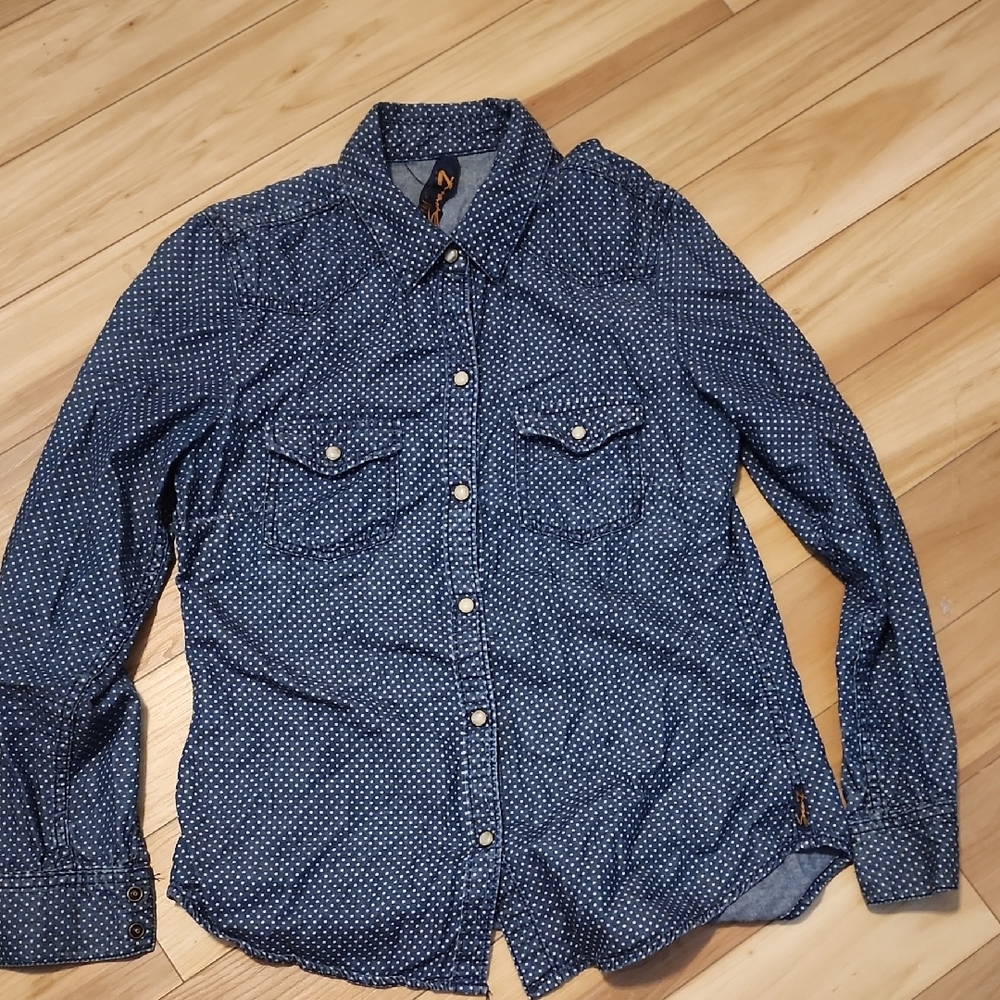 Men's Blue Polka Dot Shirt